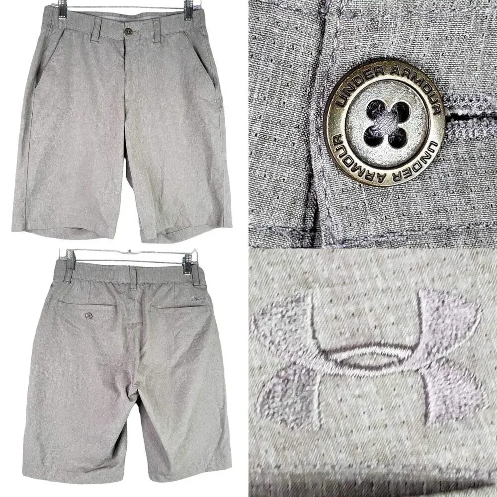 Under Armour Shorts Mens Size 30 Tech Golf Chino Flat Front Solid Gray